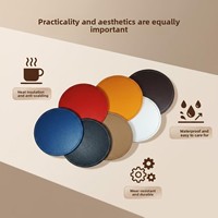Sous-verre rond en cuir simple, résistant à la chaleur, tapis créatif antidérapant et imperméable en PU pour tasse à café