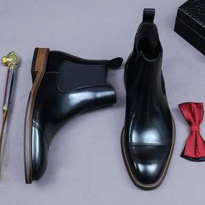 Gran Promoción: Botas Chelsea de Piel Genuina para Hombre, Botines de Cuero Vacuno Brillante, Ligeros, Otoñales, Sin Cordones, para Negocios - Product Image 4