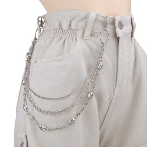 สร้อยคอเอวแบบสามสายรูปหัวกะโหลก โลหะผสมสังกะสี สไตล์ฮิปฮอป พังก์ สำหรับใส่ทุกวัน - Product Image 2