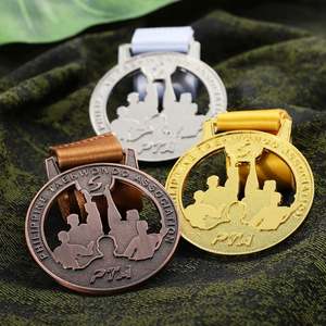 Medallas de Taekwondo de Alta Calidad con Grabado en Relieve, Medallas de Oro, Plata y Bronce, Medallas de Metal de Aleación de Zinc Huecas, Logotipo Personalizado para Recuerdos - Product Image 3