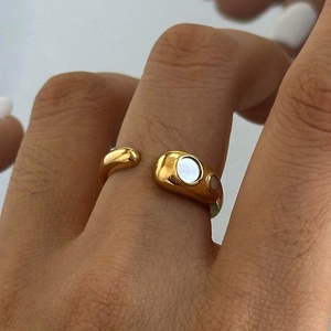Custom Jewelry Fashion Statement 18k Gold Stainless Steel Gold Hollow Asymmetrical Open Trendy Waterproof <b>Rings</b> - Product Image 2