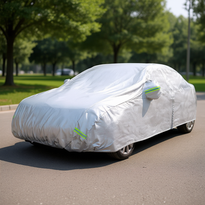 Funda plateada para coche, poliéster 150D, impermeable, para sedanes, hasta 200, rechaza el 90% de rayos UV - Product Image 2