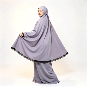 Ensemble Khimar Lavande Poussiéreuse pour Femme, Gris Lilas, Tenue Modeste, Vêtements Musulmans Islamiques, Longueur au Sol - Product Image 2