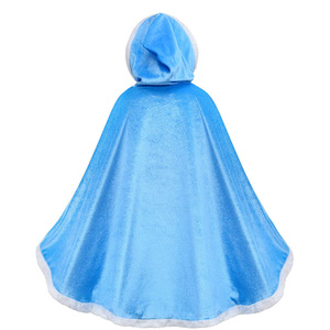 Capa de Princesa Elsa de Frozen para Niñas, Azul Claro, con Capucha, Abertura Frontal, con Lazos y Ribete Blanco - Product Image 2