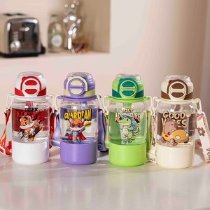 Vaso de plástico Nezha de gran capacidad para bebidas dobles para niños, niños, Escuela de jardín de infantes, ventosa portátil con patrón de dibujos animados, nuevo - Product Image 2