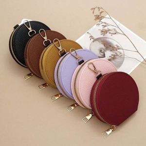 Round Zipper Coin Pouch <b>Small</b> Coin <b>Purse</b> Stylish Pocket PU Leather Change <b>Purse</b> - Product Image 1