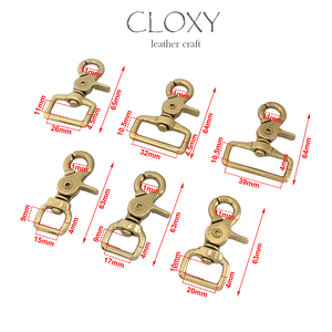 <span class=keywords><strong>Brass</strong></span> Snap Hook Xoay Mắt Tôm Hùm Claw Móc Cài Kích Hoạt Clip Cho Da Craft Bag Purse Dây Đeo Vành Đai Webbing Pet Leash Rope - Product Image 2