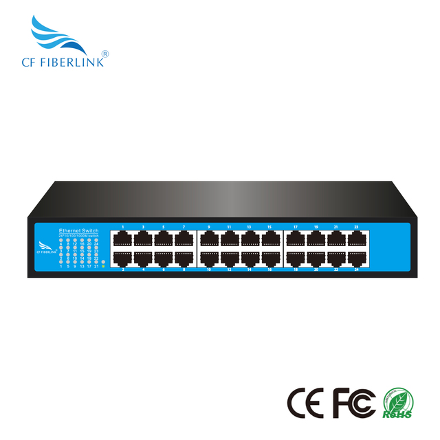 24 Port Gigabit Ethernet Switch Plug and Play Non Management Network Suitable for IP Cameras