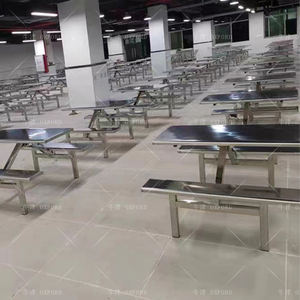 Mesa de Comedor Moderna Ajustable de Acero Inoxidable para Cuatro Personas, para Hogar, Granja, Taller, Oficina, Escuela, Cafeterías y Restaurantes - Product Image 3