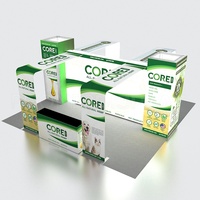 Stand d'exposition modulaire rétroéclairé 20x20 en aluminium SEG, personnalisable, portable, pour salon professionnel