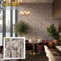 Carreaux de mosaïque Bvlgari Purple Marble à surface convexe, motif rainuré style Kit Kat, pour mur d'accentuation intérieur