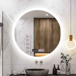 <span class=keywords><strong>Espejo</strong></span> de Baño LED Redondo Personalizable al por Mayor con Pantalla de Tiempo, Control Táctil, <span class=keywords><strong>Espejo</strong></span> de Vanidad de Pared - Product Image 2