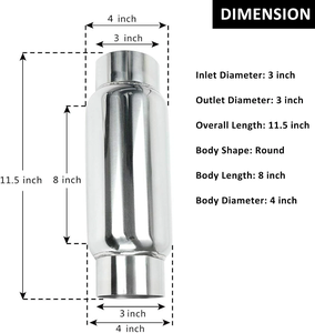 Acero inoxidable 3 "entrada/salida 12" longitud silenciador escape resonador para Mitsubishi Outlander - Product Image 5