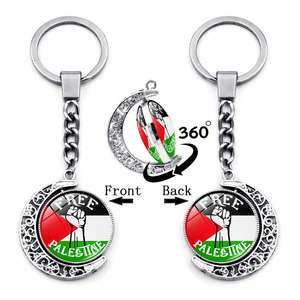 Nhà Sản Xuất Tôi Tình Yêu Palestine Cờ Thiết Kế Keychain Lưỡi Liềm Hình Dạng Mặt Trăng Pha Lê Glass Dome Cabochon Hỗ Trợ Palestine Móc Chìa Khóa - Product Image 2