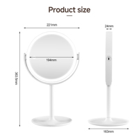 Miroir cosmétique double face rechargeable avec trois couleurs de lumière et fonction grossissante