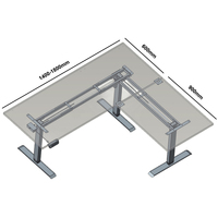 Cadre de bureau réglable en hauteur en forme de L 3SABRH2 à moteur unique et double poutre transversale pour table de direction