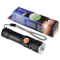 Mini lampe torche LED zoomable en aluminium avec interrupteur latéral et boucle de porte-clés pour EDC, camping et randonnée