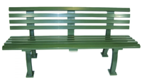 Banc d'extérieur en PVC robuste, fabrication directe usine, capacité 500 lbs, 200 cm, pour jardin, patio, véranda, parcs publics et terrains de sport