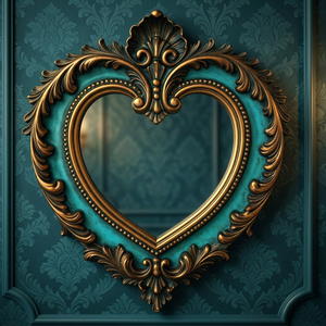 Heart Shaped Carved Wooden Dresser <b>Mirror</b> Decorative Bedroom Furniture - Product Image 2
