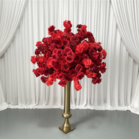Vente flash ML : Grande boule de fleurs artificielles en soie rouge de 80 cm, rose et fleur de cerisier, centre de table pour décoration de mariage