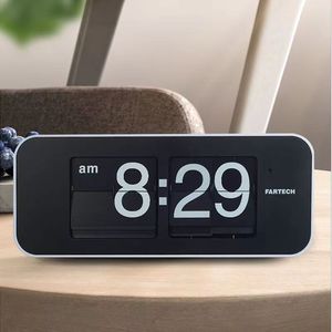 Horloge <span class=keywords><strong>de</strong></span> bureau à rabat rétro design vintage horloge <span class=keywords><strong>de</strong></span> table <span class=keywords><strong>de</strong></span> bureau à rabat automatique grand nombre engrenage interne alimenté par batterie - Product Image 1