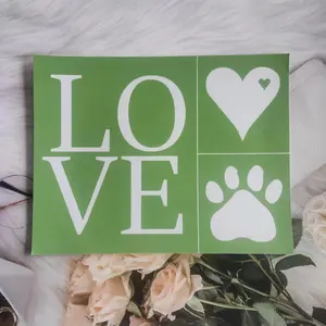 Yıkanabilir yapıştırıcı şablon köpek ayak izi, aşk, DIY şablonlar için Pet serigraf transferi DIY ekran baskı şablon boyama