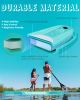 Planche de paddle gonflable en PVC avec système à 3 ailerons pour tous les niveaux, utilisation en eaux océaniques, pont antidérapant, sac de transport
