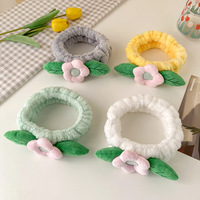 Bandeau élastique réutilisable en velours flanelle, style européen et américain, avec logo personnalisé, motif floral créatif, pour femmes, pour le lavage du visage et les soins capillaires