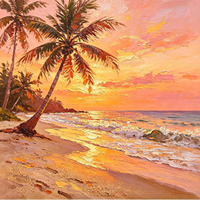 Peinture à l'huile abstraite moderne de paysage, toile de coton professionnelle, pics de montagne, soleil doré, art texturé peint à la main pour la maison