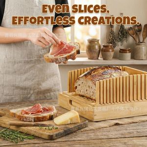 Trancheuse à pain en bois massif Xingruida 10,5 pouces réglable avec plateau à miettes pour utilisation sur table - Product Image 2