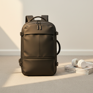 กระเป๋าเป้สะพายหลัง 17 นิ้ว หนังเมมเบรน ขยายได้ พิมพ์โลโก้ กระเป๋าเป้สะพายหลังหลายชั้น กระเป๋าใส่แล็ปท็อป เปิดได้เต็มที่ กระเป๋าเป้เดินทางธุรกิจ - Product Image 1