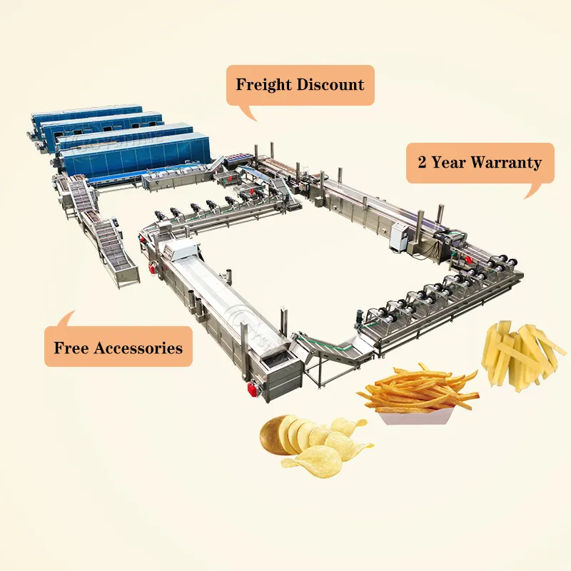 Voll automatisch legt Kartoffel chips, die Maschine frisch gefroren machen Pommes Frites Maschine Kartoffel chips Produktions linie