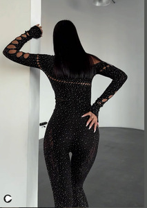 Chic and Bold Womens Leopard Print Jumpsuit With Cut Out Design Asymmetric Style and Sheer Mesh Bodysuit - Product Image 3
