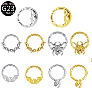 เครื่องประดับเจาะจมูกไทเทเนียม G23 ขายส่ง ต่างหูแฟชั่นรูปหัวงู หัวใจ ห่วงเจาะจมูก - Product Image 2