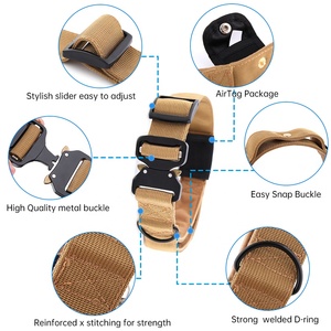 Nieuwste verstelbare tactische training AirTag houders nylon tracker hondenhalsband zware metalen snelontgrendelingsgesp controlehandvat - Product Image 4
