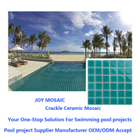 Mosaïque en céramique de porcelaine émaillée moderne bleu ciel classique 48*48MM pour les carreaux de bordure de sol de piscine, mosaïques de piscine