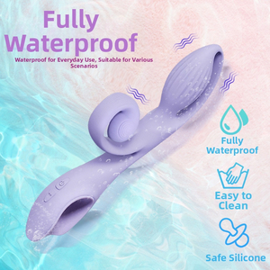 Mainan Seks Getar Ganda Ergonomis - <span class=keywords><strong>Stimulator</strong></span> Ujung Daun & Bola Unik, Vibrator Kelinci Silikon 10 Mode dengan Pegangan Cincin Jari - Product Image 5