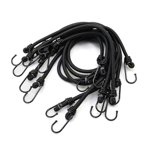 Sangle élastique ronde noire de haute qualité de 8 mm pour bagages, cordon élastique avec crochets métalliques revêtus d'époxy - Product Image 4