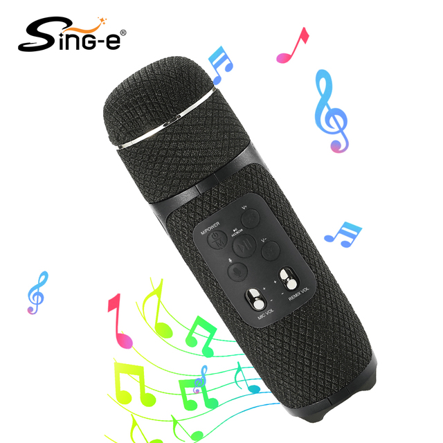 SING-E Portable Microphone Blue Tooth Speaker for Party Karaoke Device Powerful Music Box with Subwoofer for Outdoor Camping