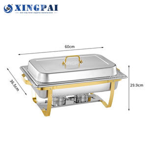 Xingpai वाणिज्यिक खानपान उपकरण रेस्तरां 11l चांदी की बफेट भोजन गर्म आधुनिक डिजाइन सोने आयताकार चैफिंग व्यंजन - Product Image 3