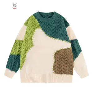 Nanteng Custom Crew Neck Pattern Oversized Winter 100% Cotton Fashion For Men Knit Pullover Sweater