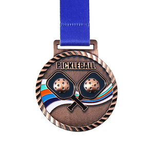 Medallas de Pickleball de Aleación de Zinc Grabadas, Premios Deportivos en Oro, Plata y Bronce con Cinta Azul, Diseño Duradero - Product Image 4