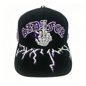 WECONDO Y2K Gothic Style Custom Trucker <strong>Hat</strong> 5 Panel Twill Mesh Cap Purple Cross Bat Embroidery Trucker Cap Visor - Product Image 2