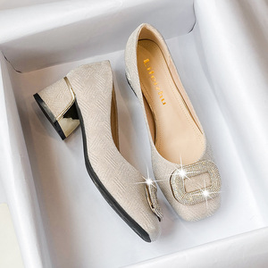 Temperament Fairy tacón grueso zapatos de seguimiento medio para mujer 2025 nuevos zapatos de noche de primavera y otoño zapatos de mujer grandes - Product Image 3