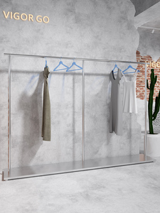 Moda moderna per ragazze negozio di <span class=keywords><strong>abbigliamento</strong></span> Interior Design su misura indumento in metallo argento infissi Rack per <span class=keywords><strong>abbigliamento</strong></span> di moda - Product Image 2