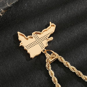 Liontin dan kalung mode Hip Hop 14k berlapis emas Dominika Moissanite tembaga - Product Image 4