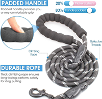 Correas para Mascotas con Hilos Reflectantes, Correa para Perro Antienredos, Correa para Perro Pequeño y Grande, Negra, para Paseo y Entrenamiento