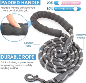 Laisse pour animaux de compagnie réfléchissante en sangle de corde anti-emmêlement, pour chiens de petite et grande taille, noire, pour la promenade et l'entraînement - Product Image 6