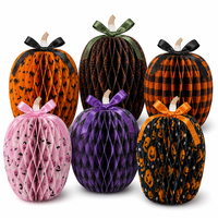 Calabaza de Papel con Diseño de Murciélago en 3D, con Lazo, Linda Decoración de Halloween para Sala de Estar, Repisa, Adorno para Fiestas