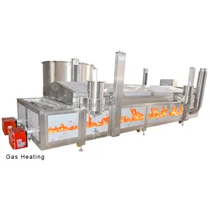 Automatische kontinuierliche Gas brat maschine Industrielle Edelstahl Pommes Frites Kartoffel chips Hack braten Gemüse Frittier maschine